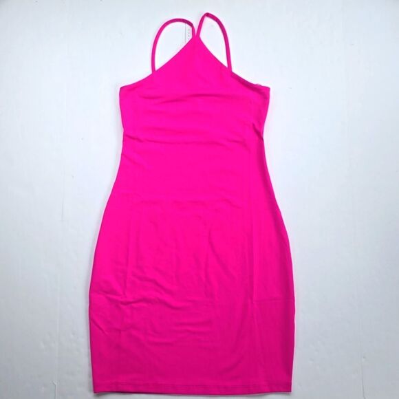 Susana Monaco NWT Pink Glow Racer Neck Ponte Jersey Pull On Mini Dress Size XS - Picture 2 of 9